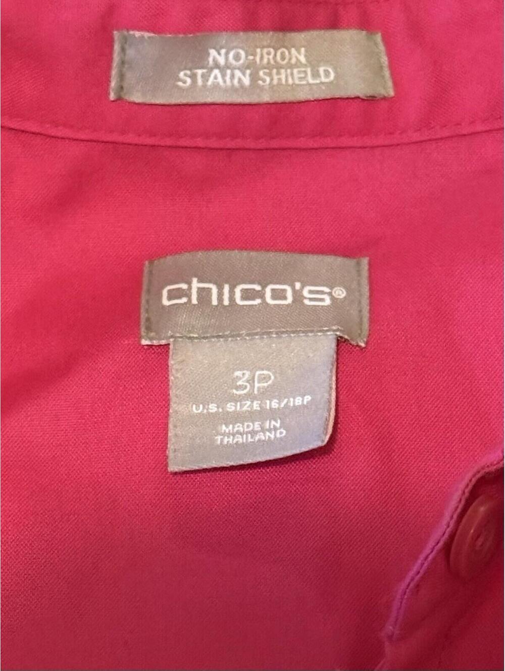 Chicos 3P No Iron Stain Shield Pink Button Up Shirt Blouse Women US Size 16/18P - Picture 4 of 8